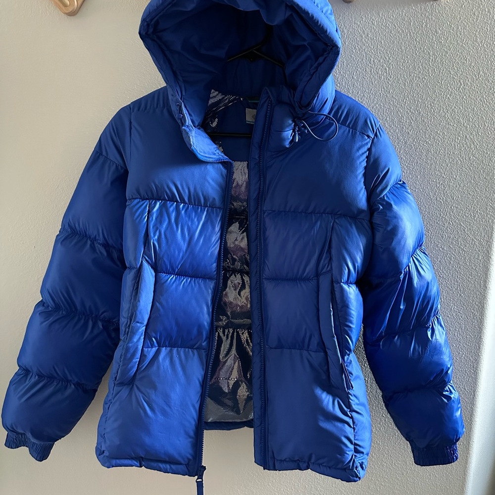Blue puffer down omniheat jacket coat - Picture 3 of 6